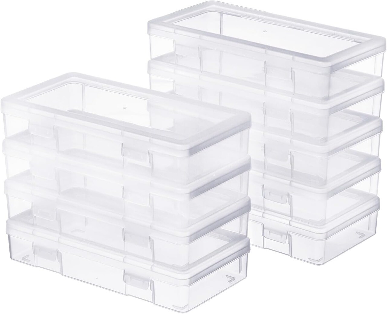 9 Pack Medium Clear Plastic Storage Boxes with Lids, Craft Jewelry Life Item Organizer for Puzzles, Pens, Rings, Needle and Thread, Nail Polish, Remote Controls